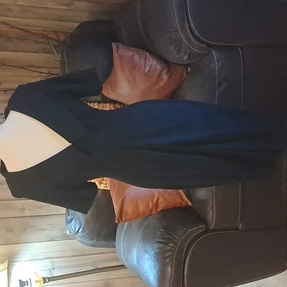 Adrianna Papell Drape Neck Cap Short Sleeve Black Dress Size 8 Basic Classic - Picture 4 of 8